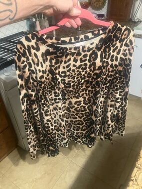 White Stag Leopard Print Long Sleeve Top - Brown & Black